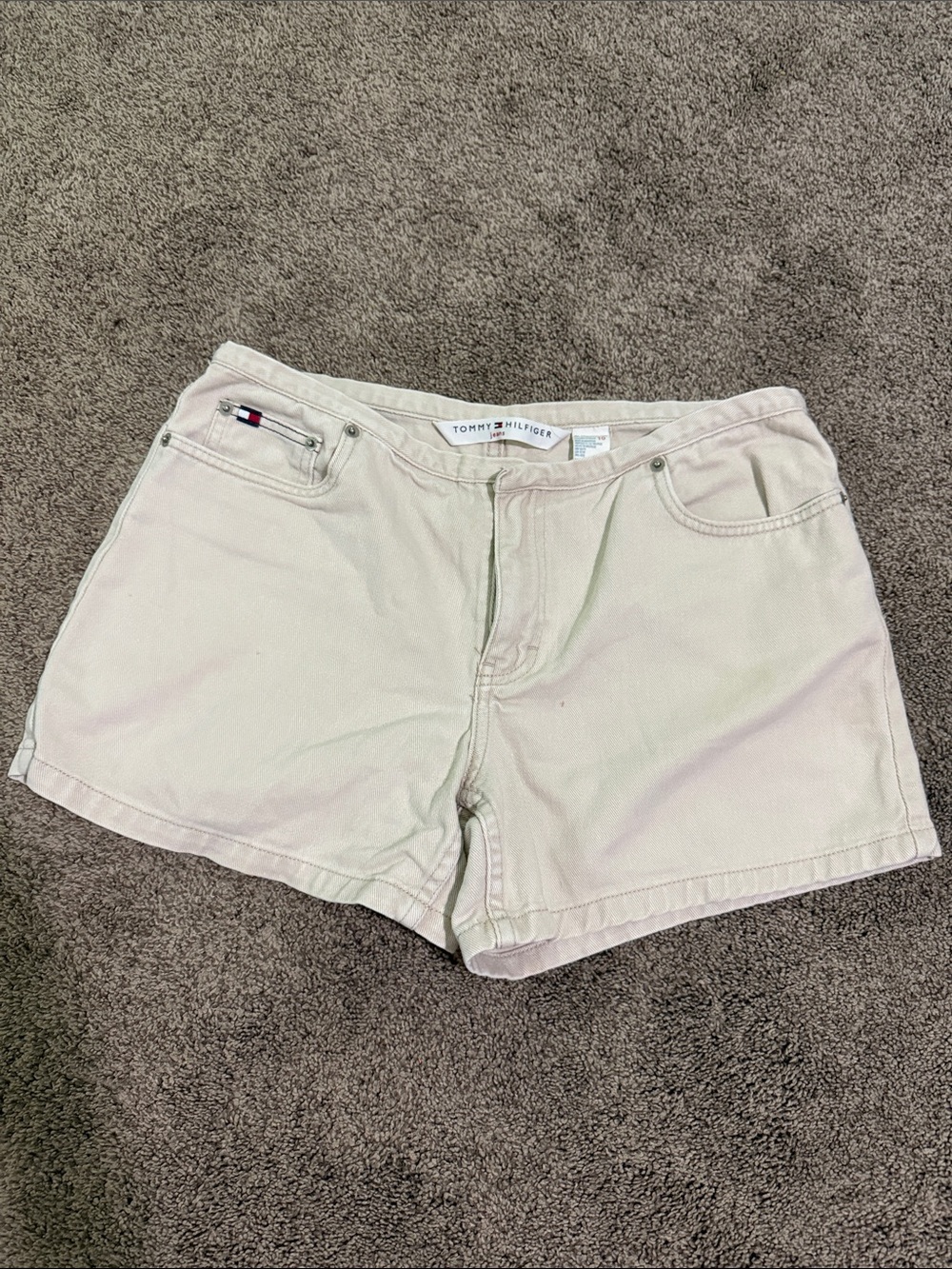 Vintage 90s Tommy Hilfiger Cream/Tan Denim Jean Shorts